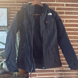 The north face black snowboard/ski jacket with hood insulated XS